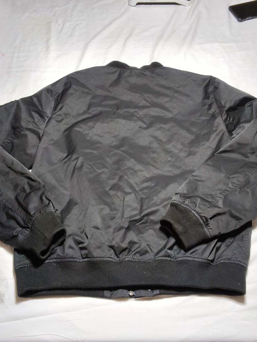 ​Wallace & Barnes J.Crew Men's Black Bomber Jacket Size Large Utility Flight Zip - Picture 3 of 11
